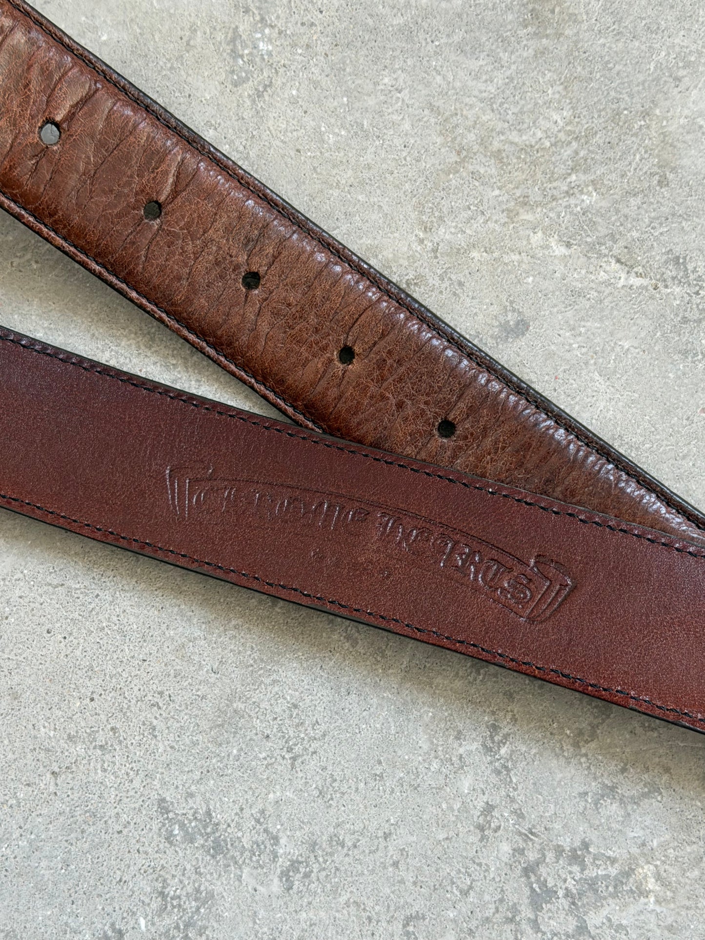 Chrome Hearts Brown Leather Roller Belt SZ.40