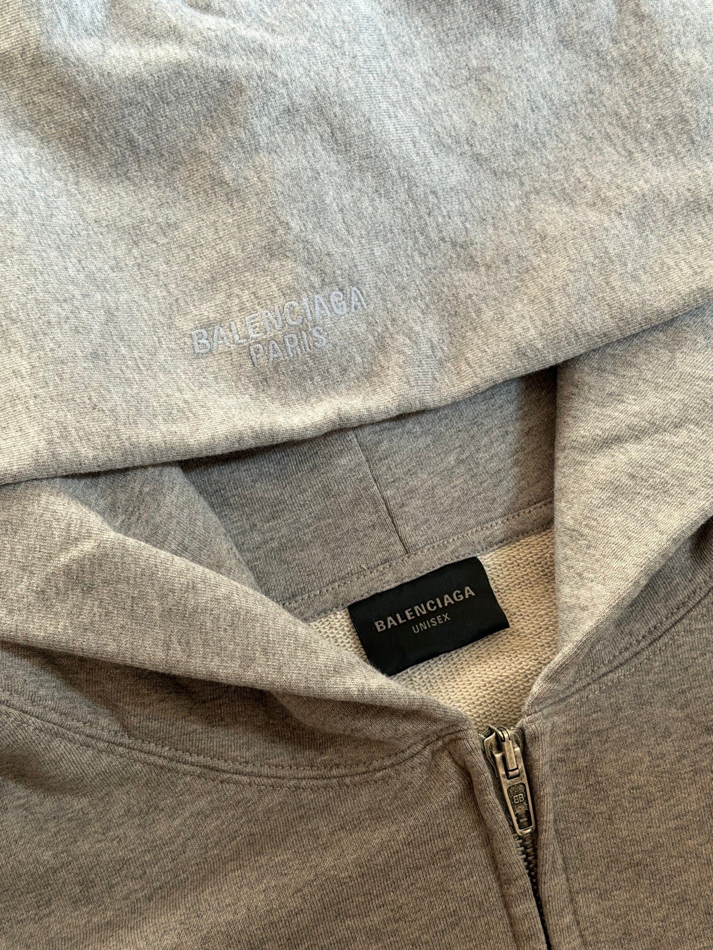 Balenciaga Grey Plain Zip Hoodie