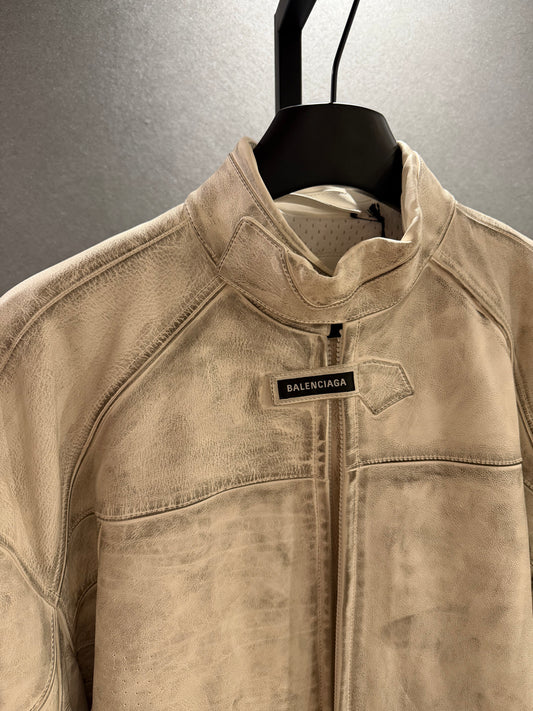 Balenciaga SS23 Mudshow White Moto Jacket