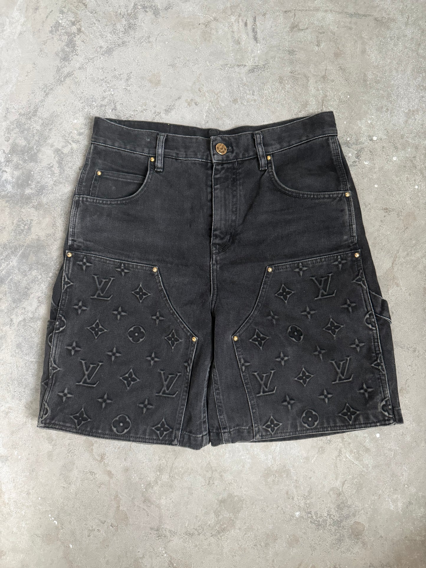 Louis Vuitton Black Monogram Denim Shorts