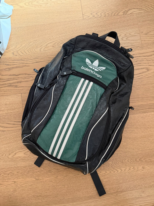 Balenciaga Adidas Green Black Leather Backpack