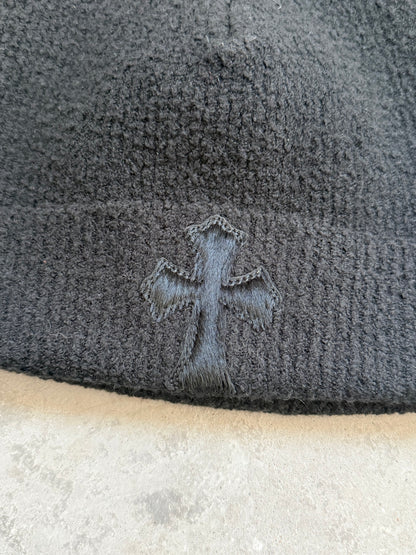 Chrome Hearts Black Ponyhair Crosspatch Beanie