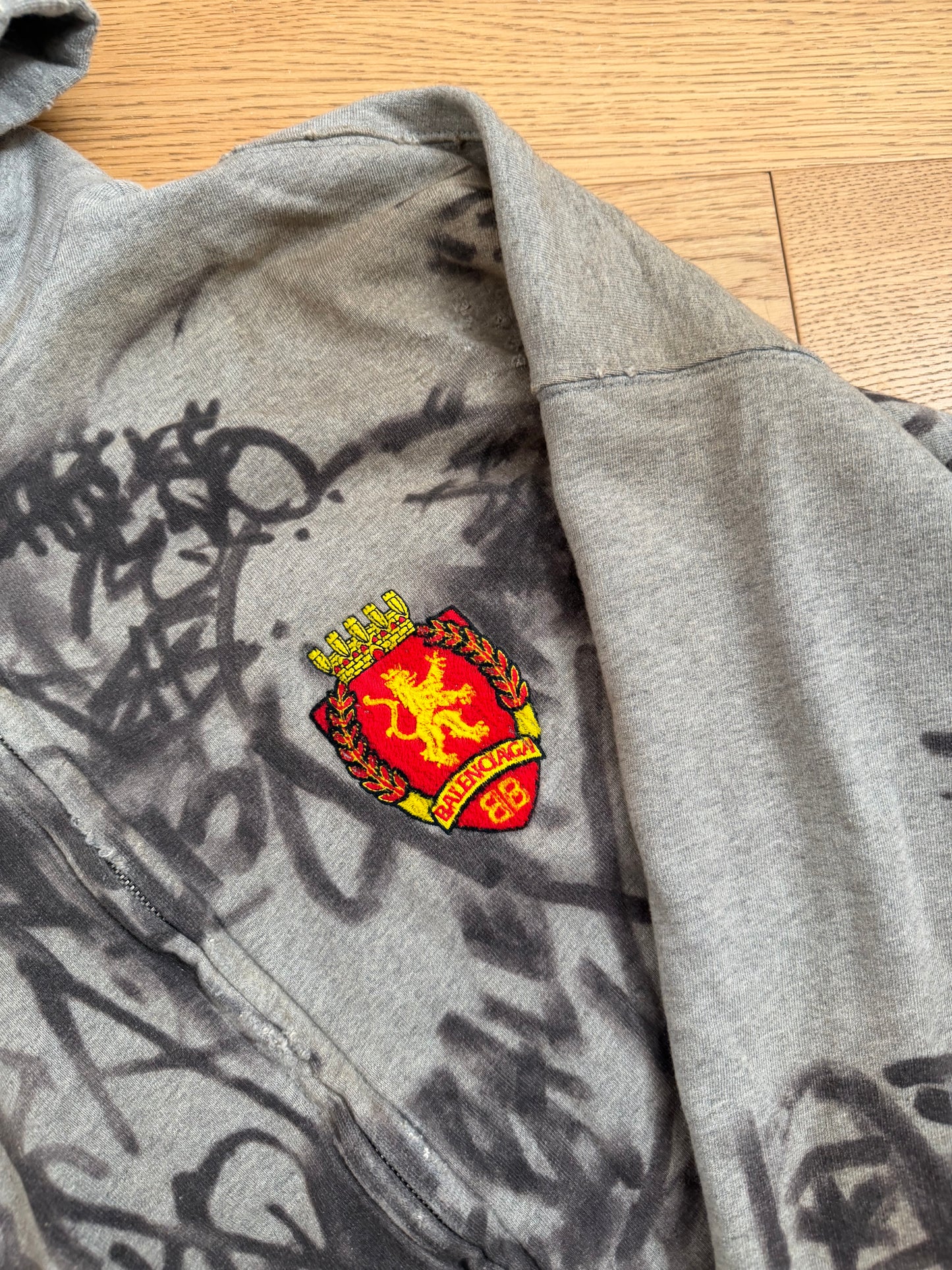 Balenciaga SS23 Grey Graffiti Zip Hoodie