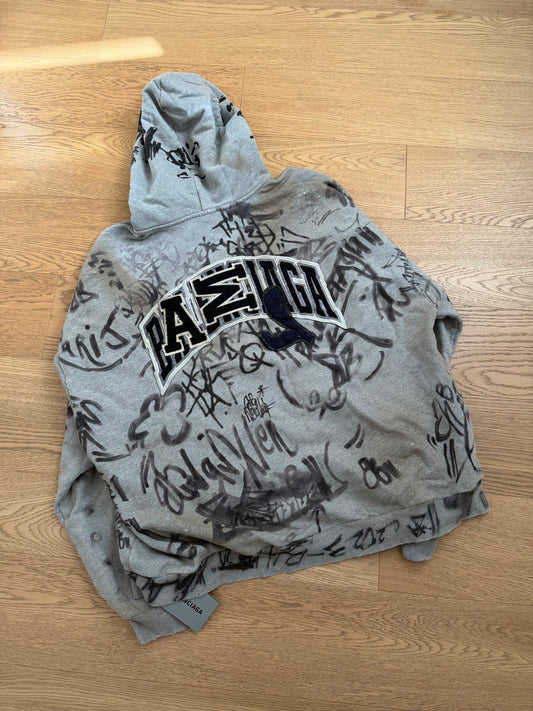 Balenciaga SS23 Grey Graffiti Zip Hoodie