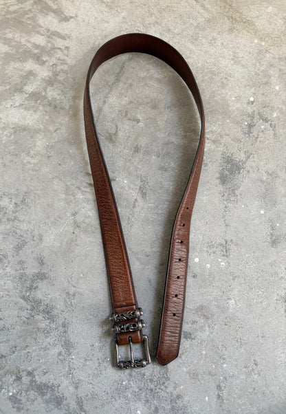 Chrome Hearts Brown Leather Roller Belt SZ.40