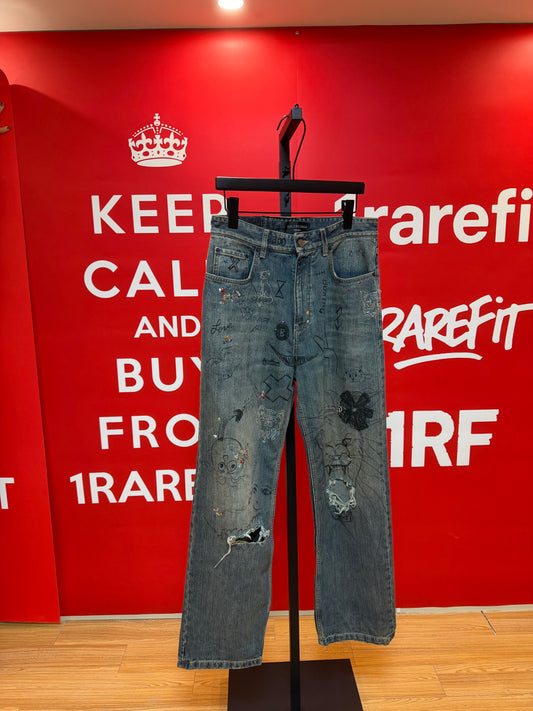 Balenciaga Distressed Rhinestone Denim