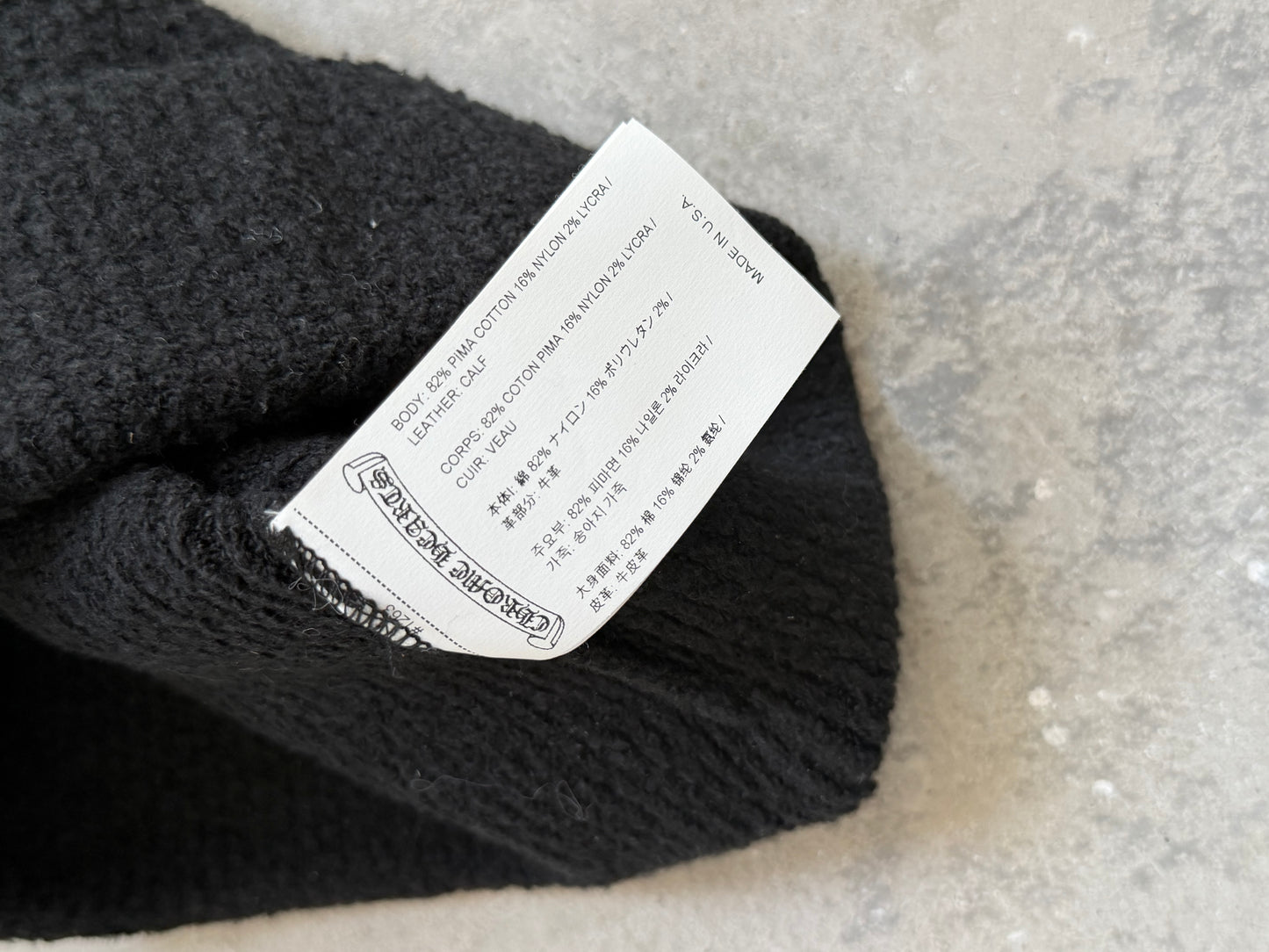 Chrome Hearts Black Ponyhair Crosspatch Beanie