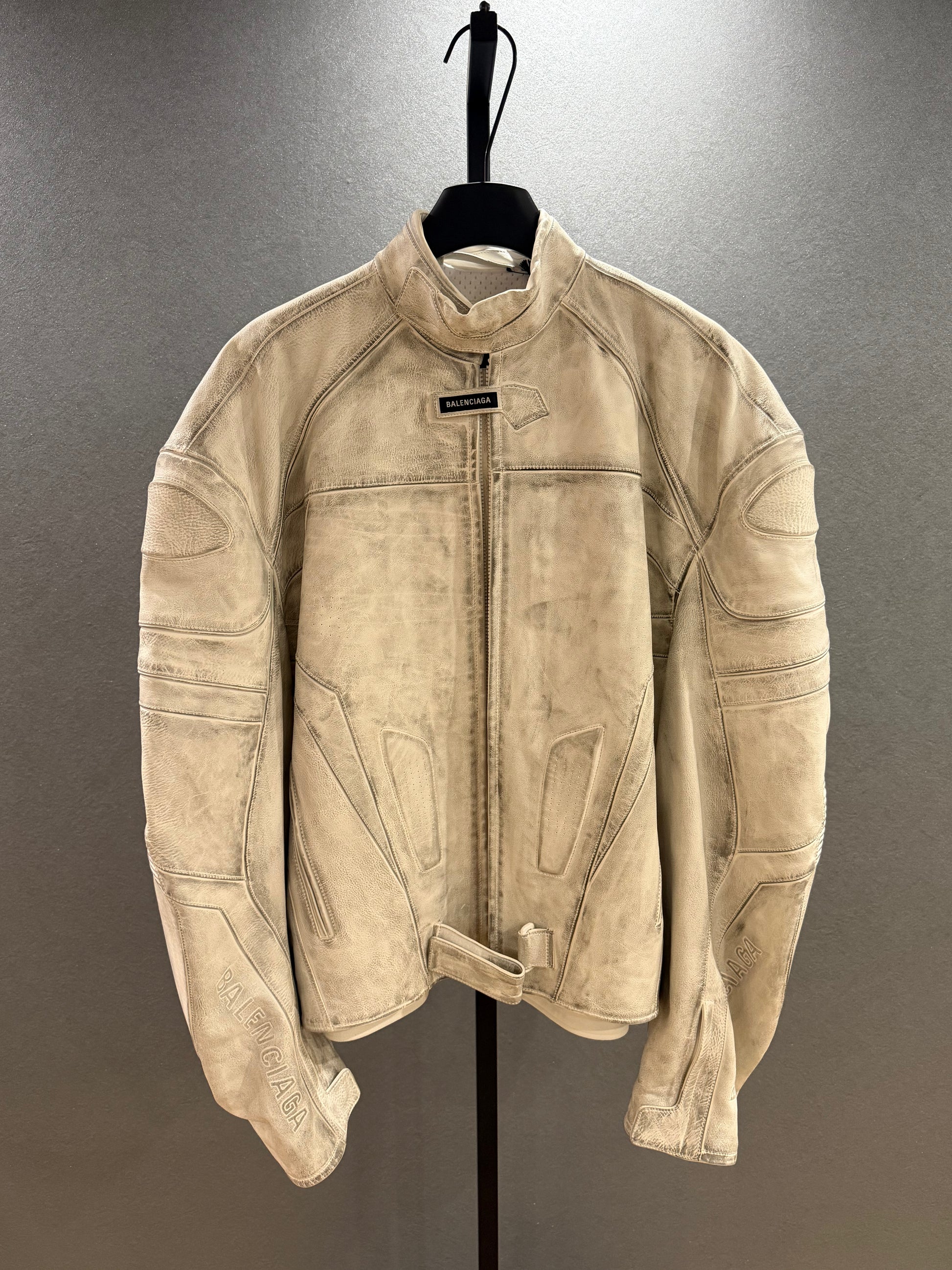 Balenciaga SS23 Mudshow White Moto Jacket 