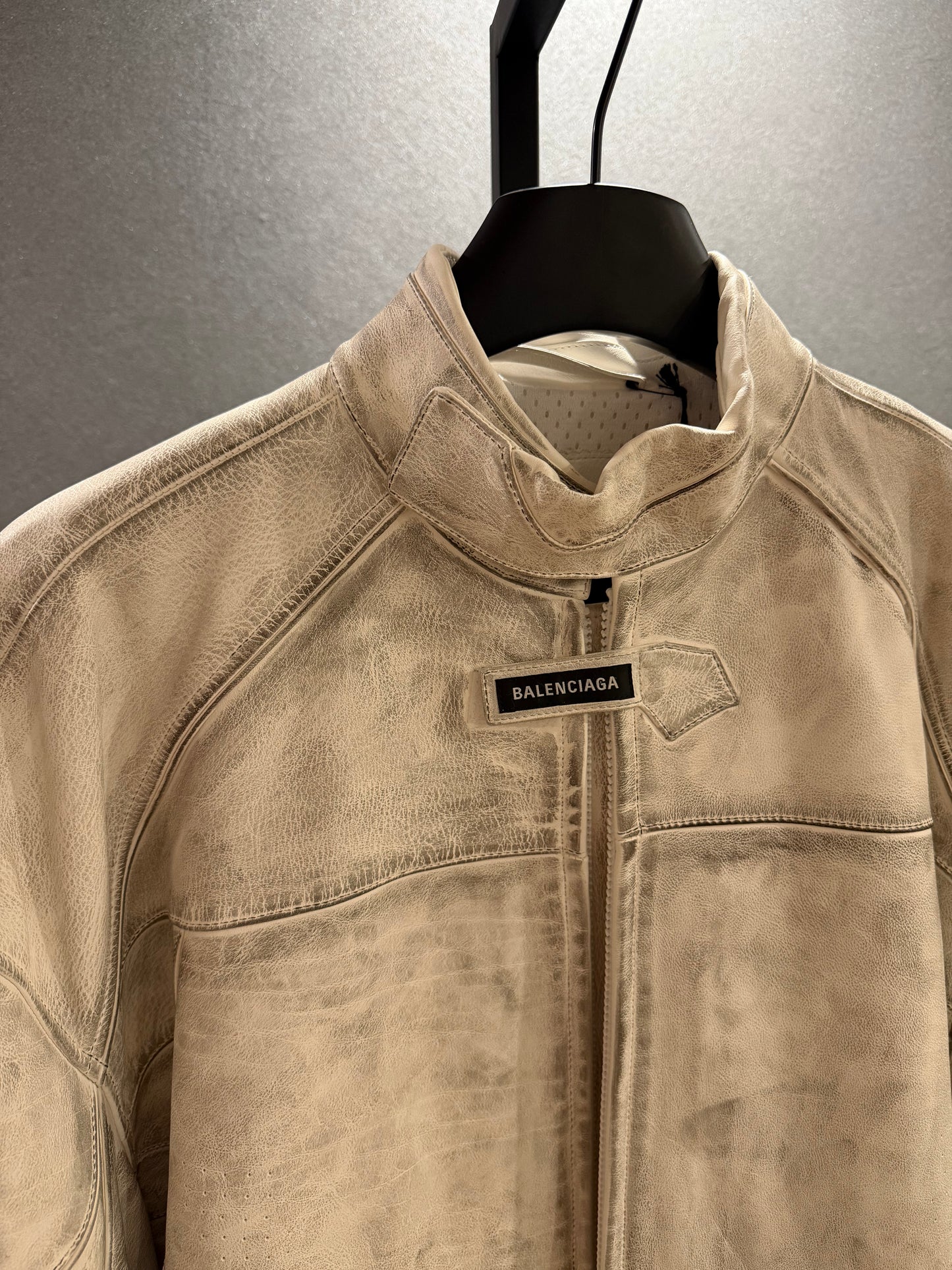 Balenciaga SS23 Mudshow White Moto Jacket 