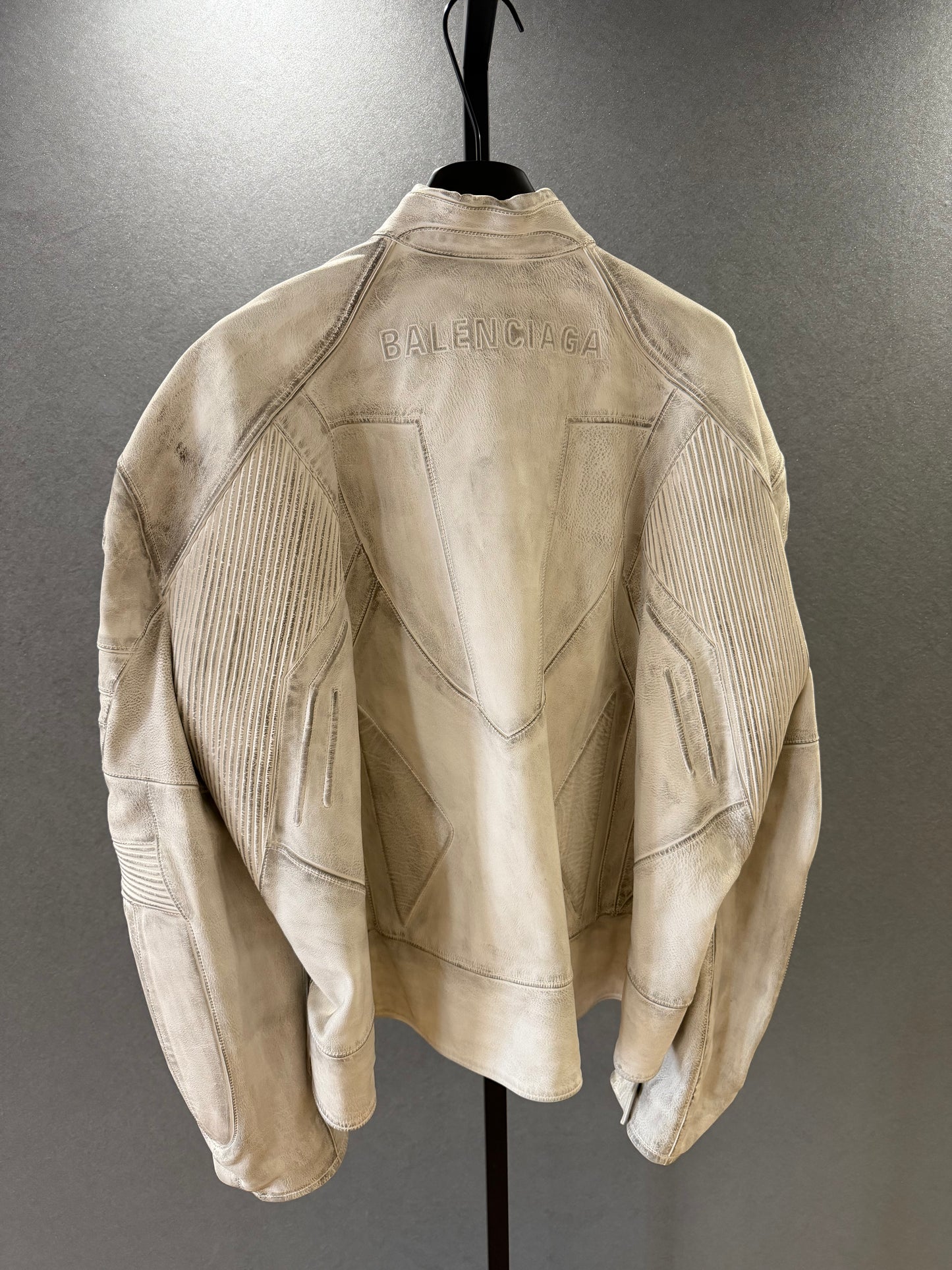 Balenciaga SS23 Mudshow White Moto Jacket 