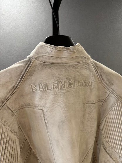 Balenciaga SS23 Mudshow White Moto Jacket 