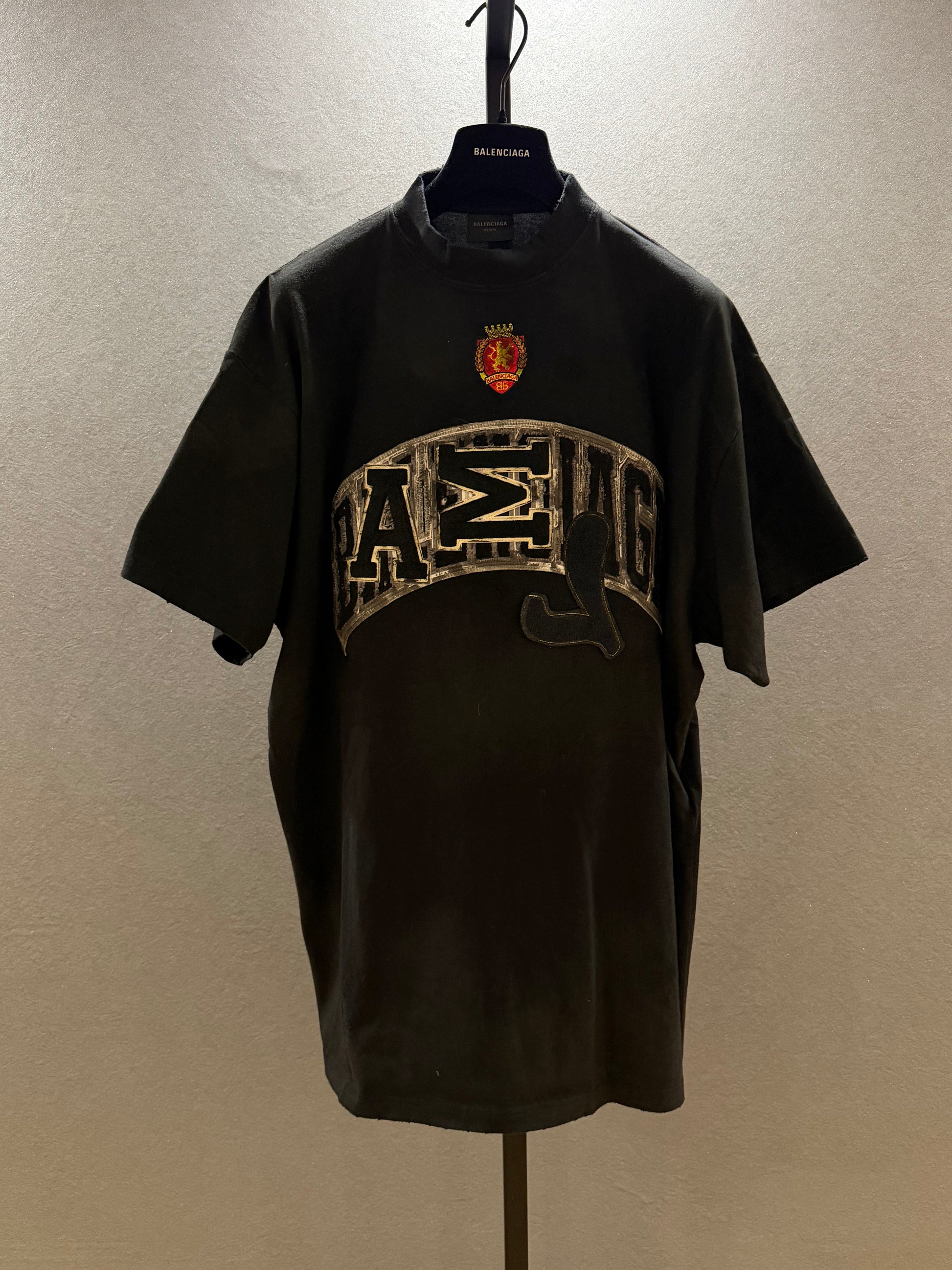 Balenciaga Black Graffiti Skater Oversized Distressed T-Shirt 