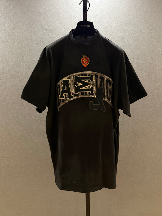 Balenciaga Black Graffiti Skater Oversized Distressed T-Shirt 
