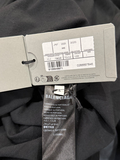 Balenciaga Black Graffiti Skater Oversized Distressed T-Shirt 